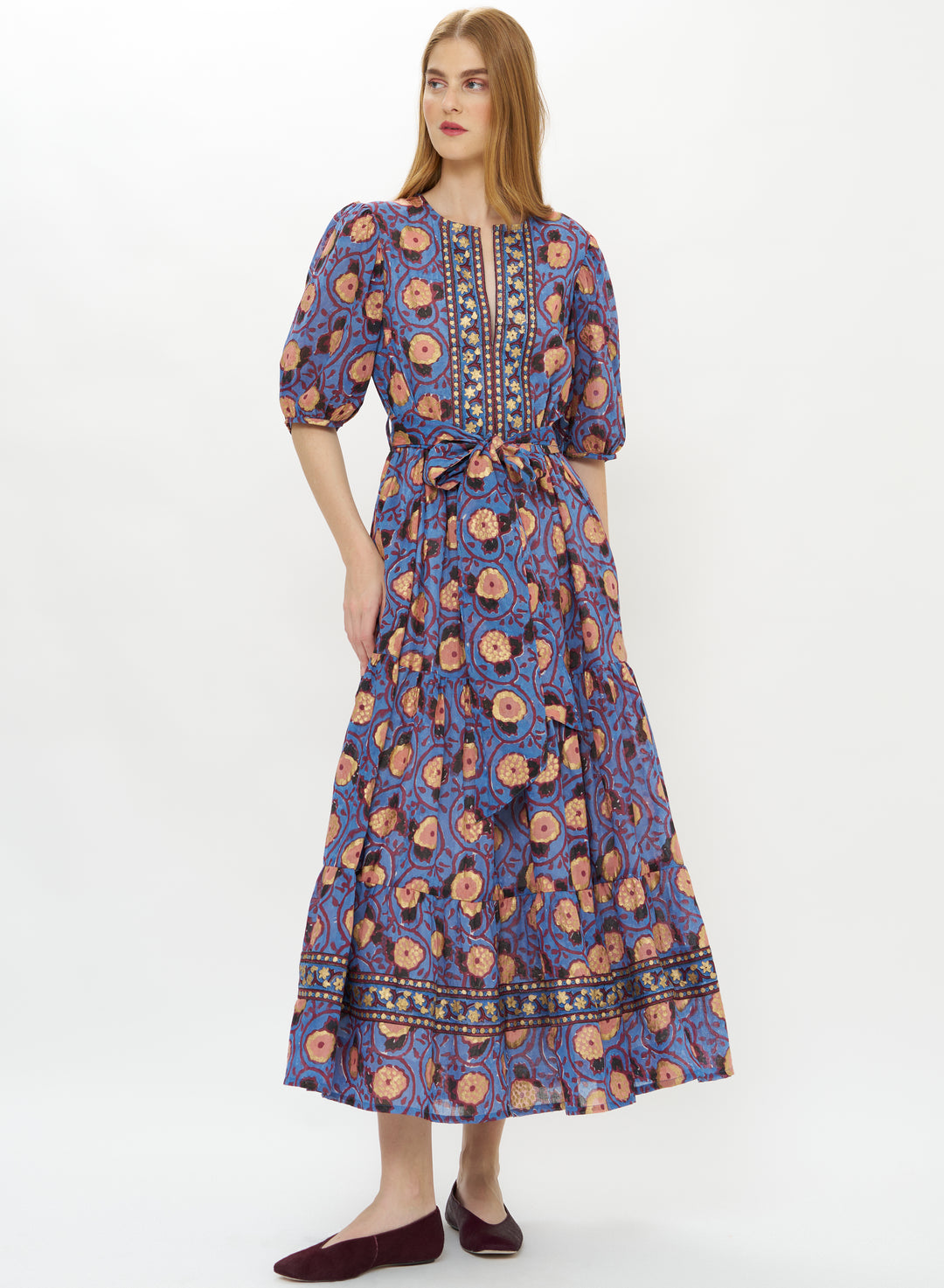 Puff Sleeve Maxi Verona Blue