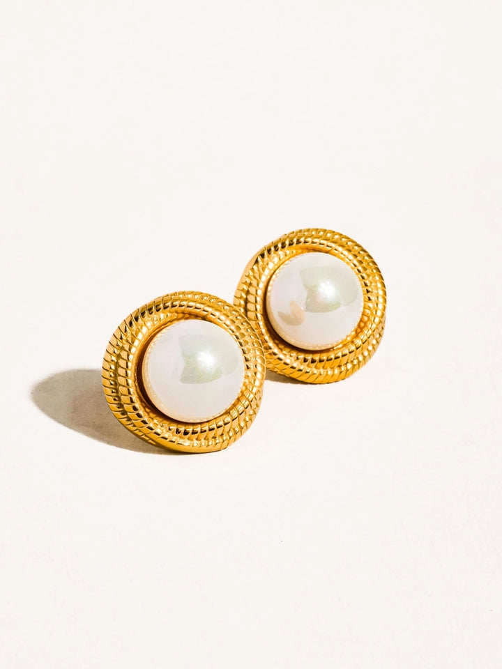 Foire 18K Gold Non-Tarnish Pearl Studs