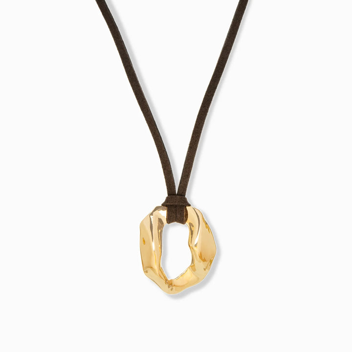 Suede Necklace with Organic Circle