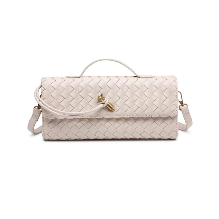 Ada Top Handle Woven East West Clutch Crossbody Oatmilk