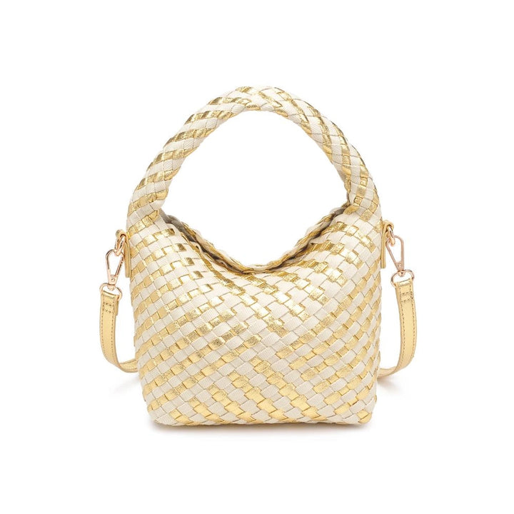 Jessamine Woven Mixed Material Crossbody Gold Ivory