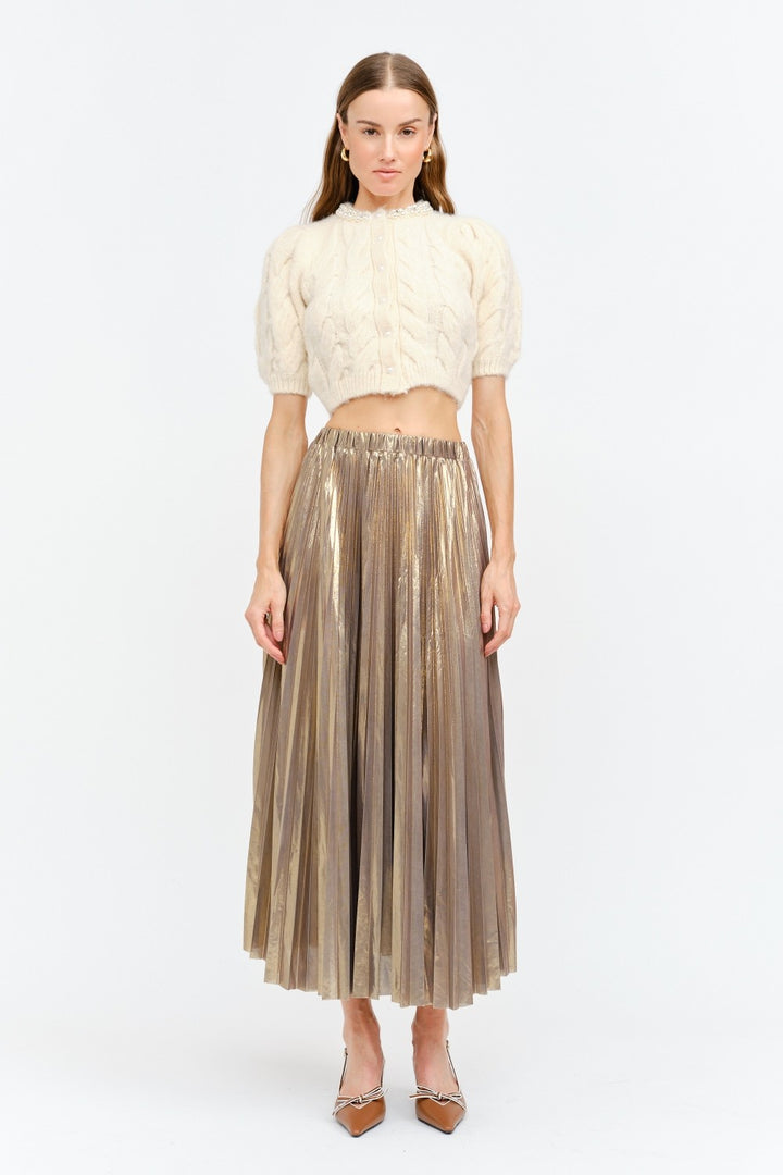 Alessandra Pleated Skirt Gunmetal