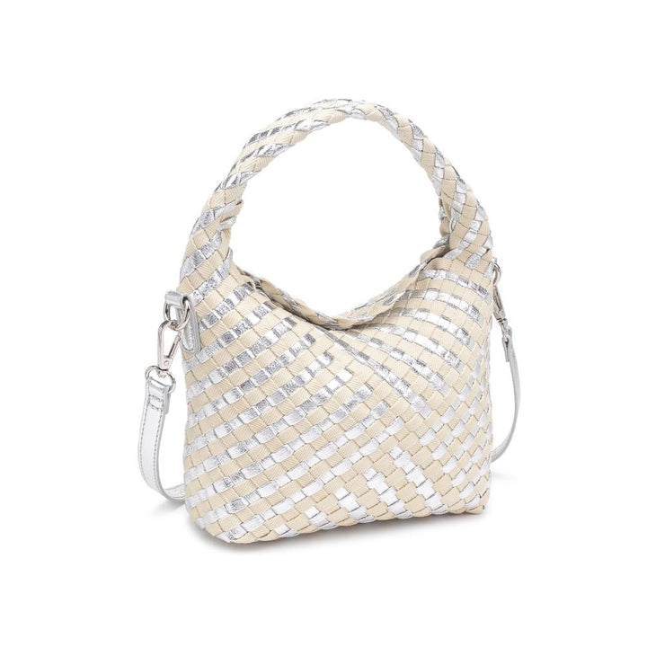 Jessamine Woven Mixed Material Crossbody Silver Ivory