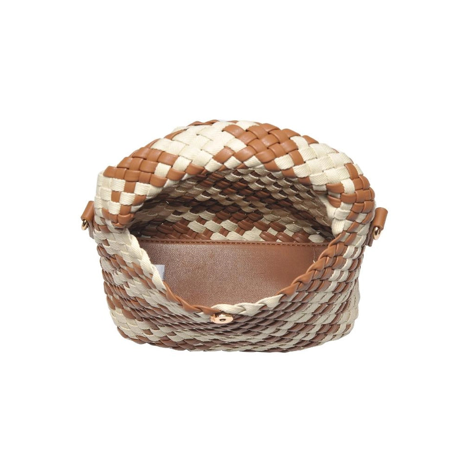 Jessamine Woven Mixed Material Crossbody Chocolate Ivory