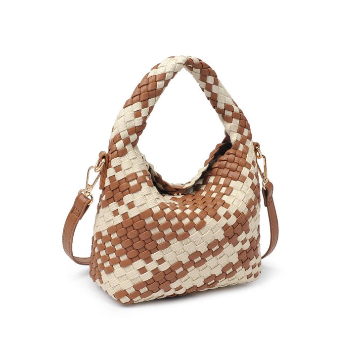 Jessamine Woven Mixed Material Crossbody Chocolate Ivory