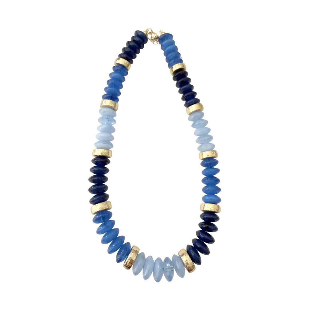 Calloway Beaded Disc Necklace Blue Mix