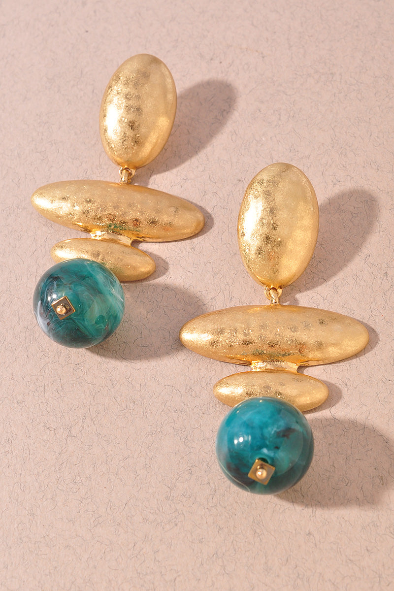 Hammered Statement Earrings Turquoise