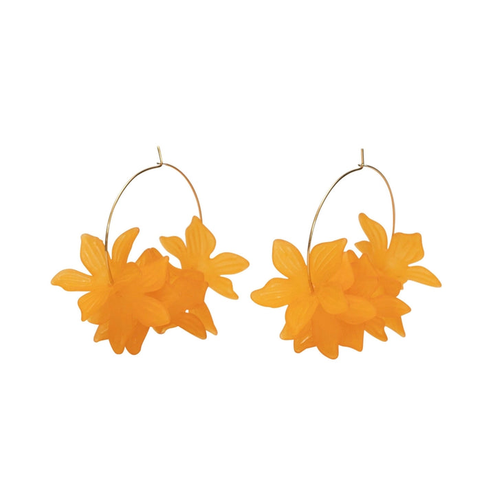 Floral Hoop Earring Orange