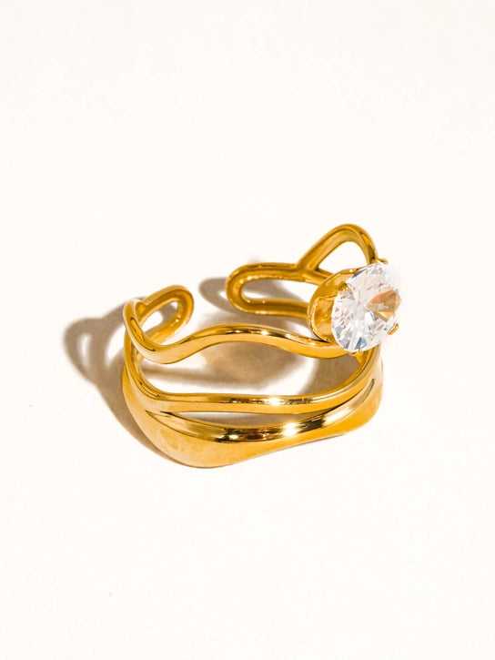 Gloire 18K Gold Non-Tarnish CZ Ring