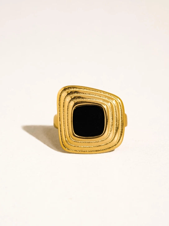 Auricca 18K Gold Non-Tarnish Ring Black