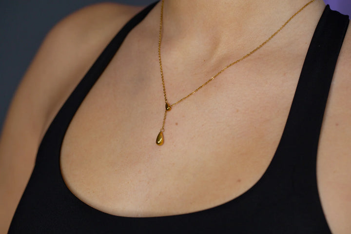 Droplet Lariat Waterproof Necklace