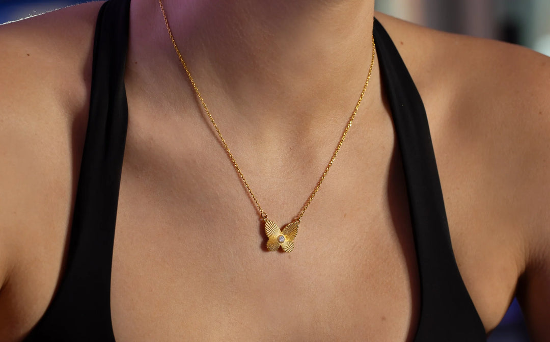 Etched Butterfly Waterproof Necklace