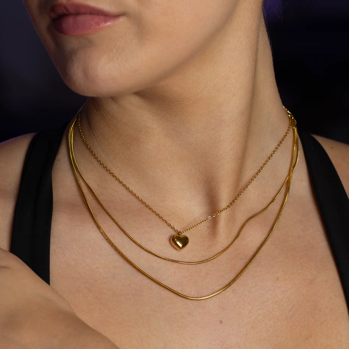 Mini Puffed Heart Waterproof Necklace