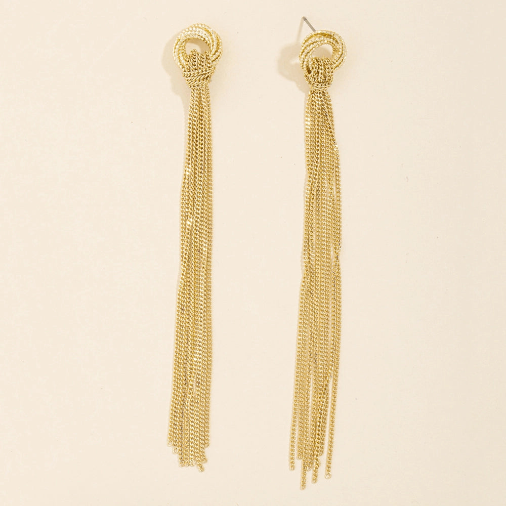 Knotted Chain Tassel Duster Earrings
