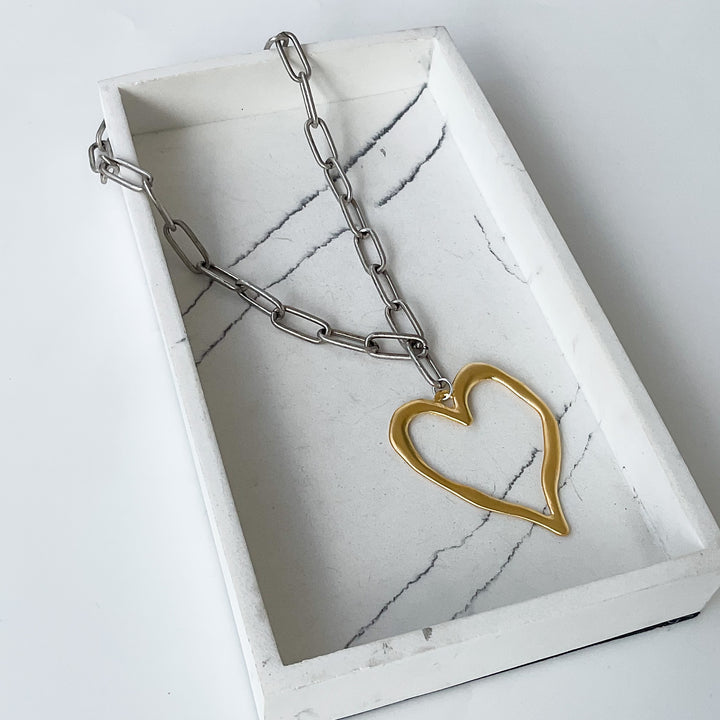 18 "XL Paperclip Heart Necklace