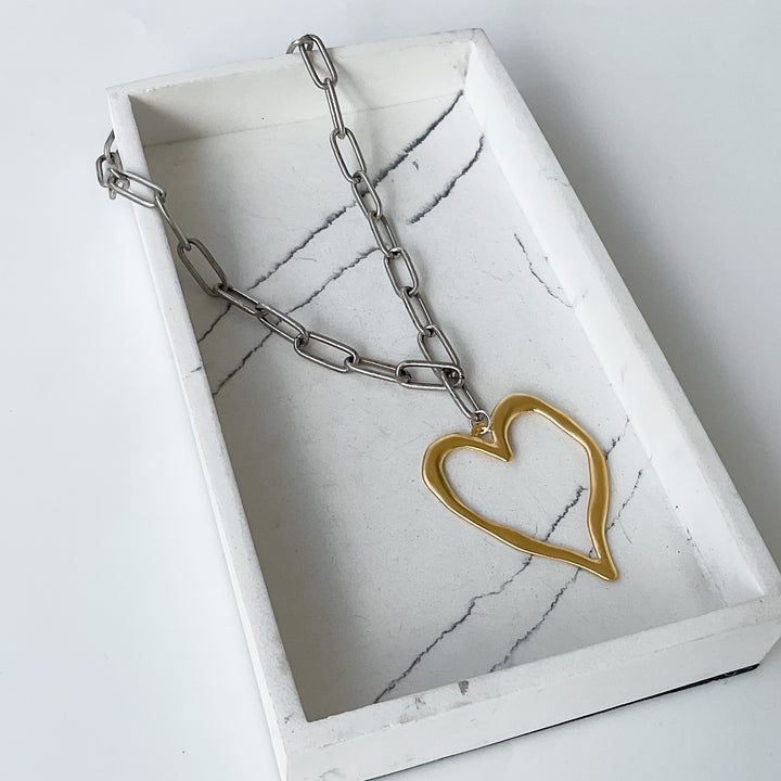 XL Paperclip Heart Necklace