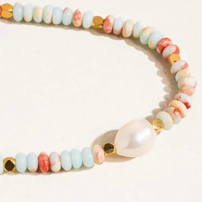 Swank Non-Tarnish Boho Beaded Pearl Necklace