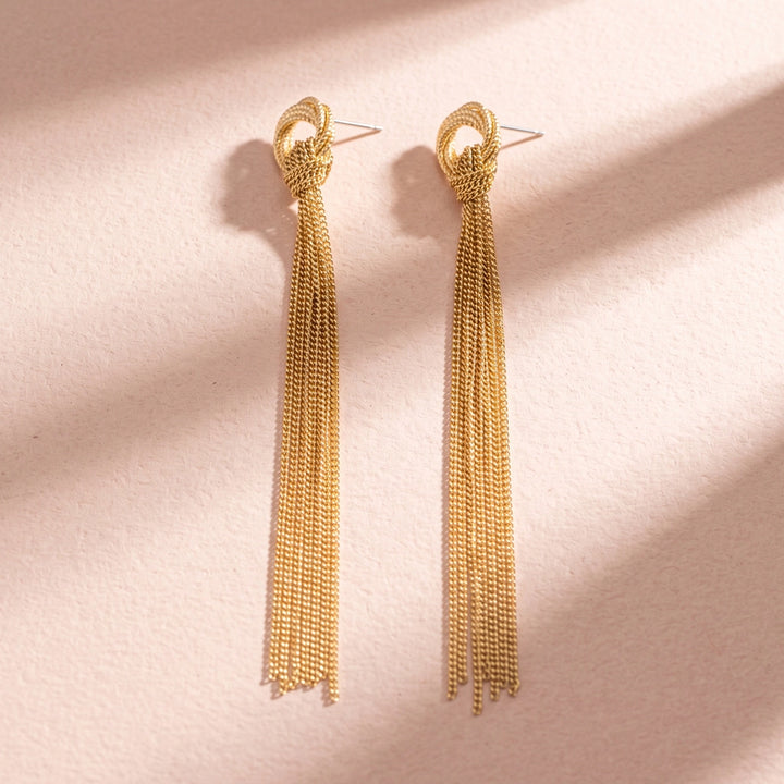 Knotted Chain Tassel Duster Earrings