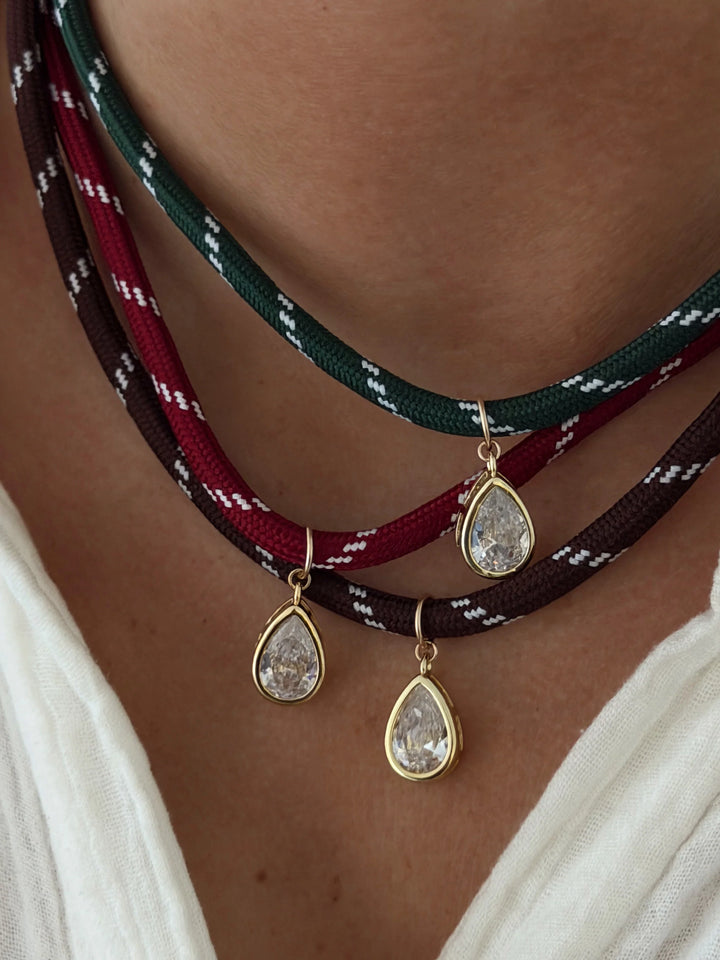 Caroline Pear Necklace Brown Espresso