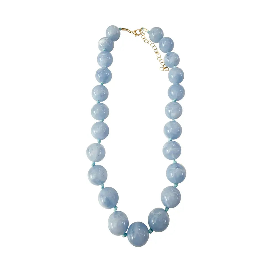 Mabry Chunky Beaded Necklace Light Blue