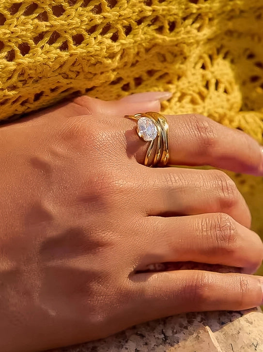 Gloire 18K Gold Non-Tarnish CZ Ring