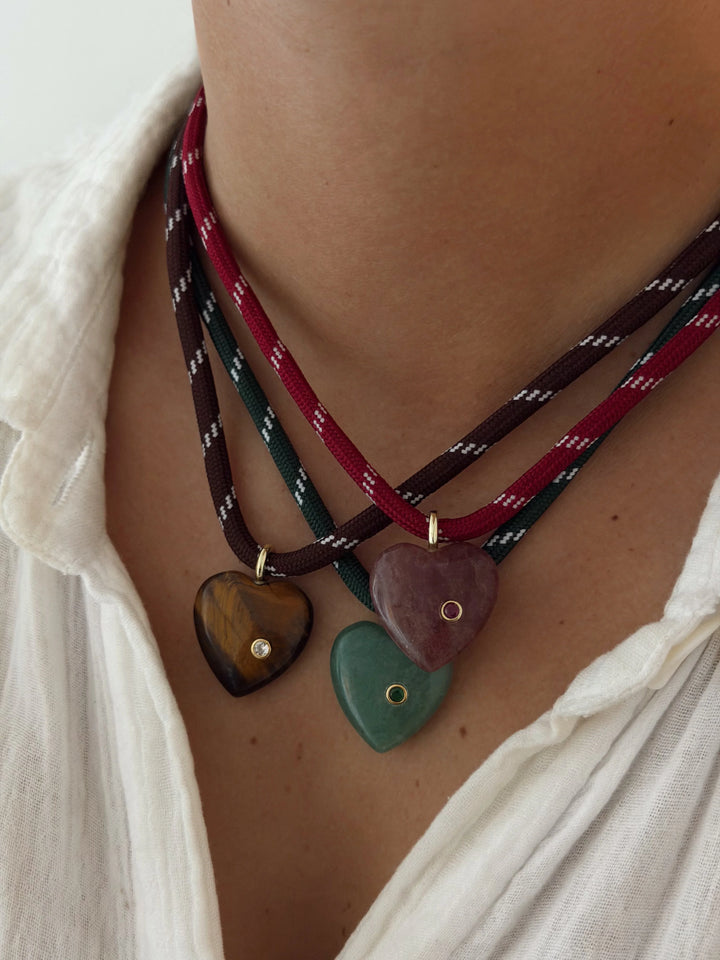Lulu Heart Necklace Brown Espresso