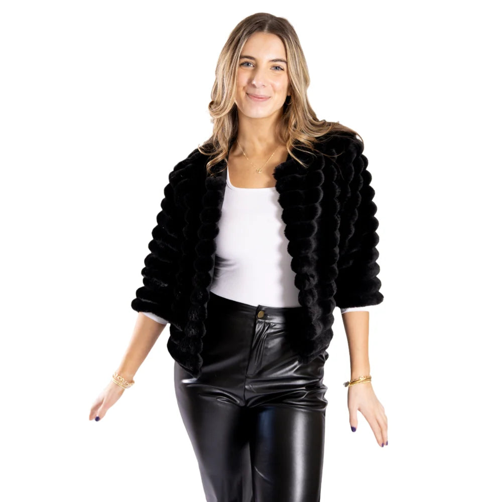 Callie Bolero Vest Daux Fur Black