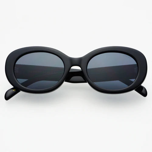 Aria Acetate Womens Oval Sunglasses Black
