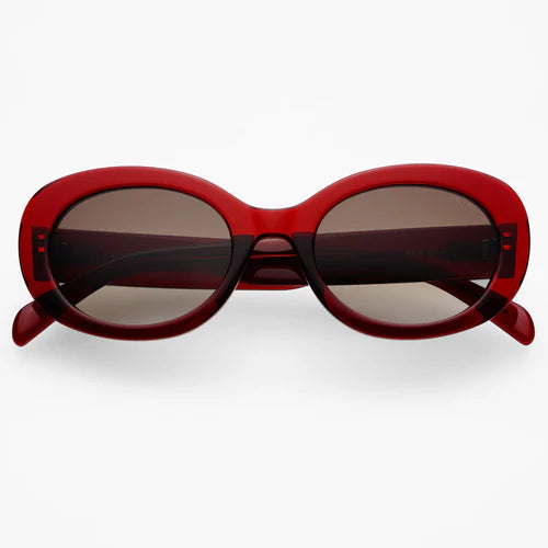 Aria Acetate Womens Oval Sunglasses Dark Cherry
