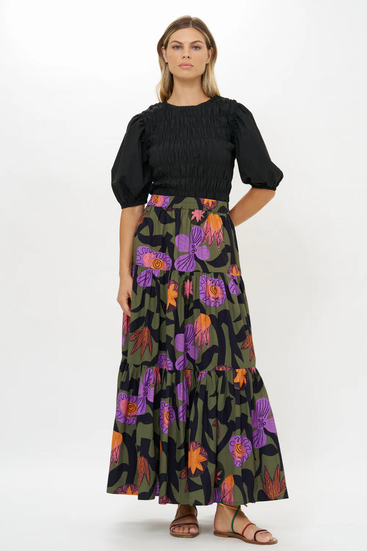 Tiered Maxi Skirt Bergen Olive