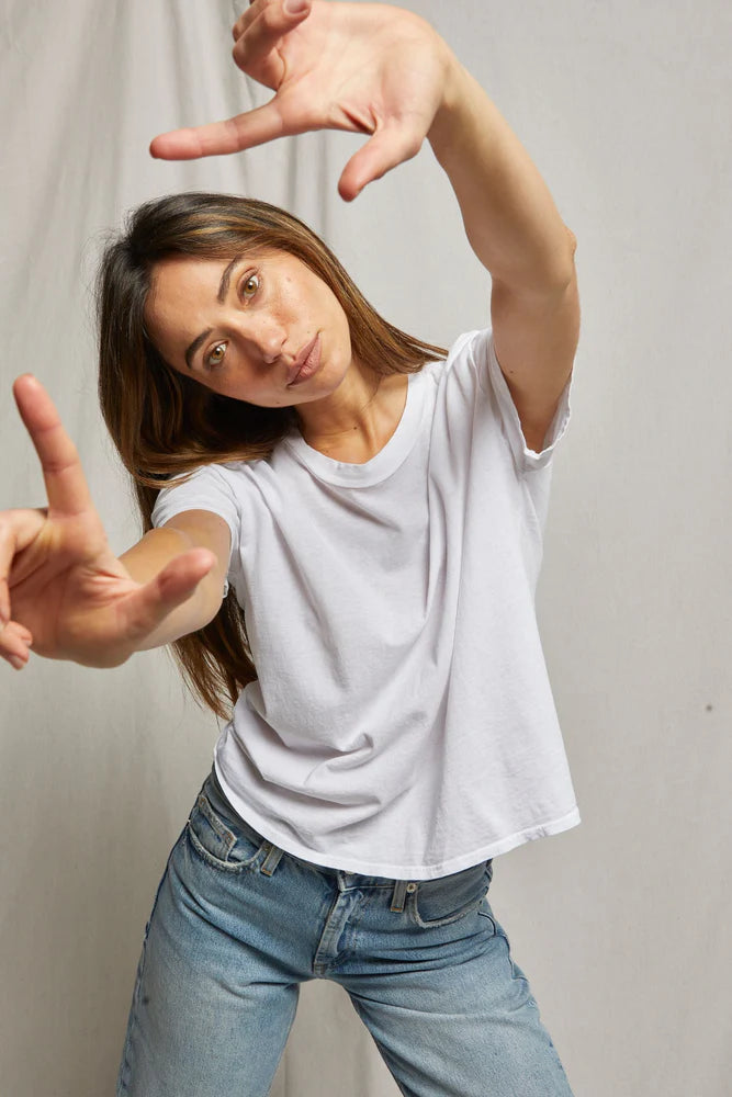 Harley Boxy Crew Tee White