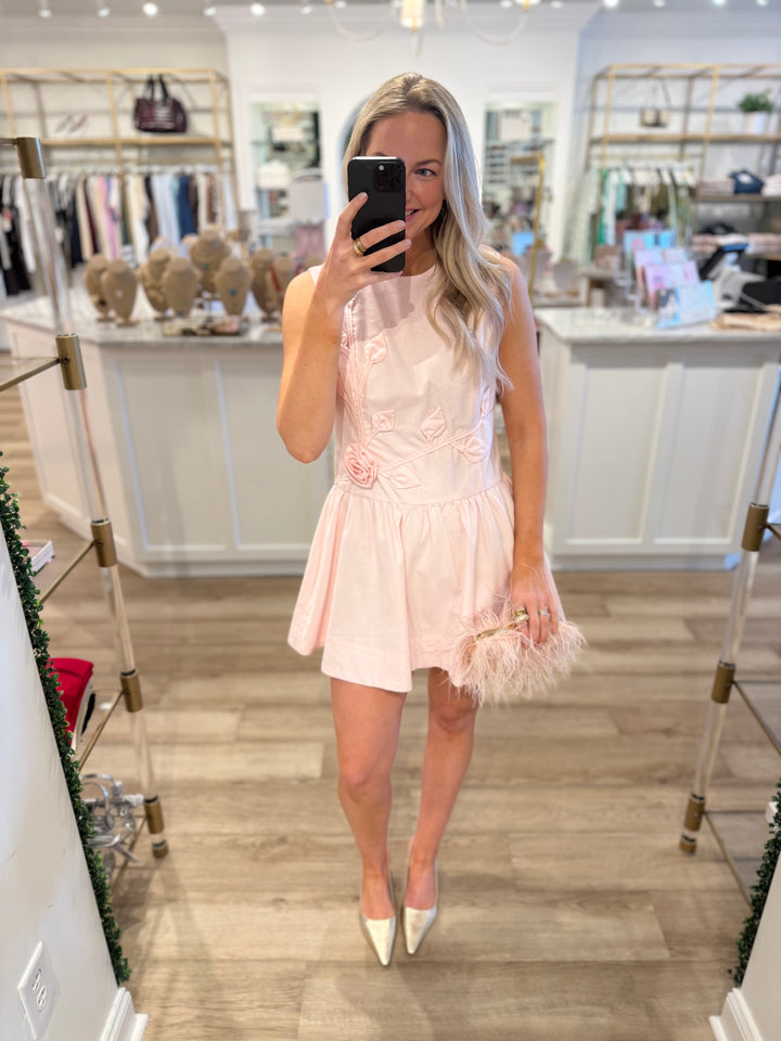 Flower Petals Mini Dress Pink