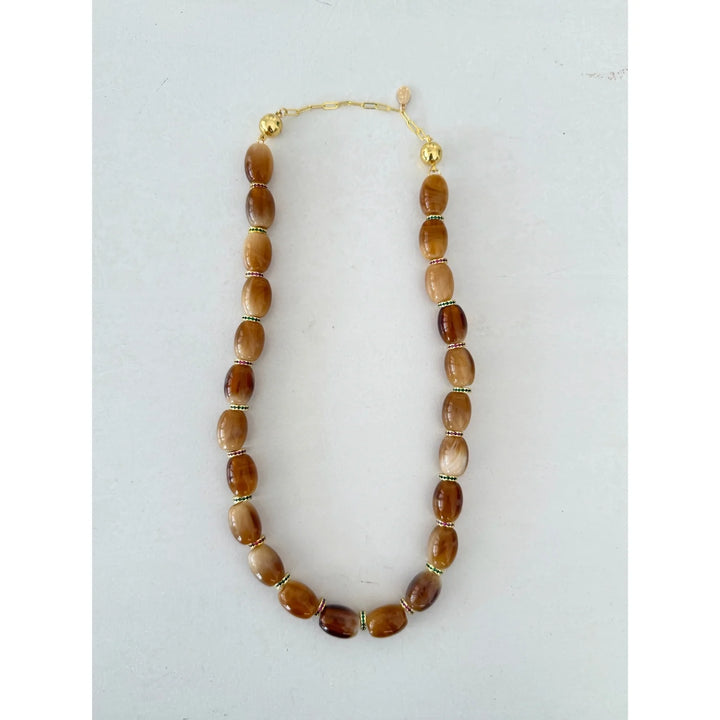 Chunky Link Necklace Light Brown