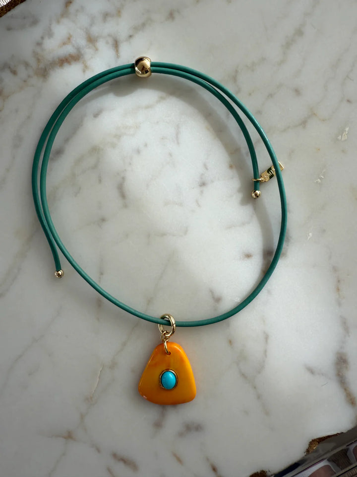 Beach Combing Necklace Turquoise/Orange