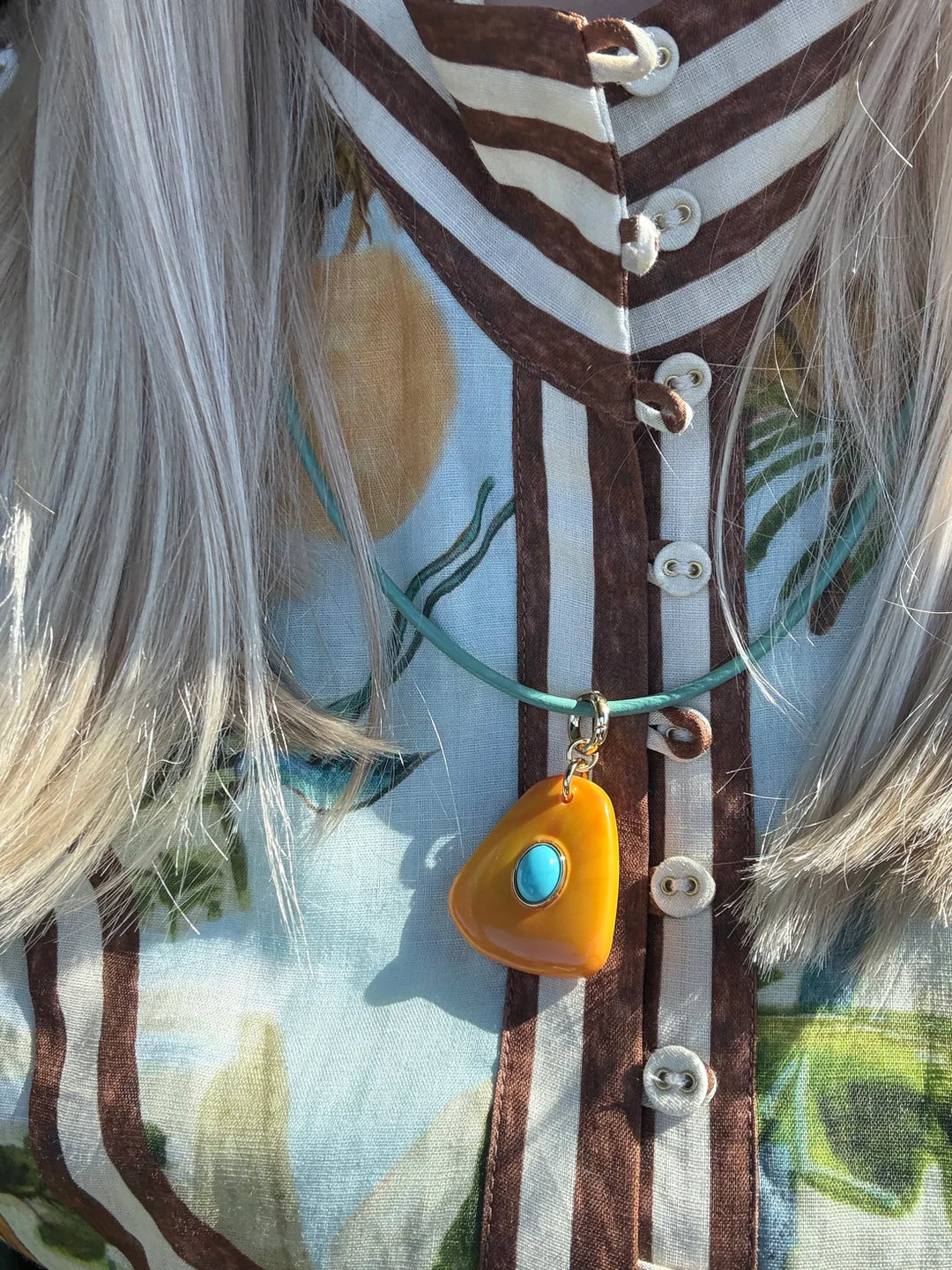 Beach Combing Necklace Turquoise/Orange