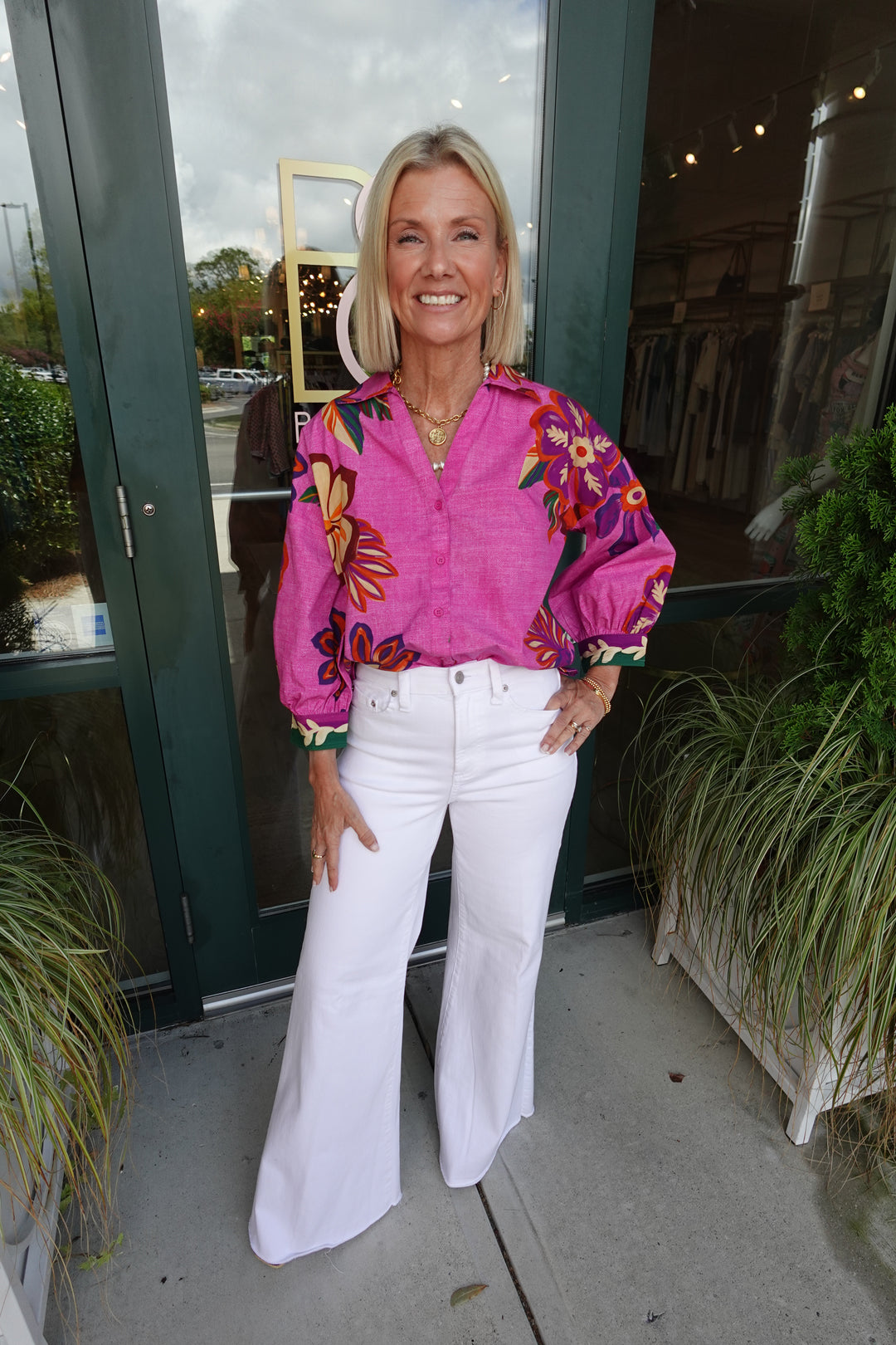 Elsa 3/4 Sleeve Top Mauve Blossoms