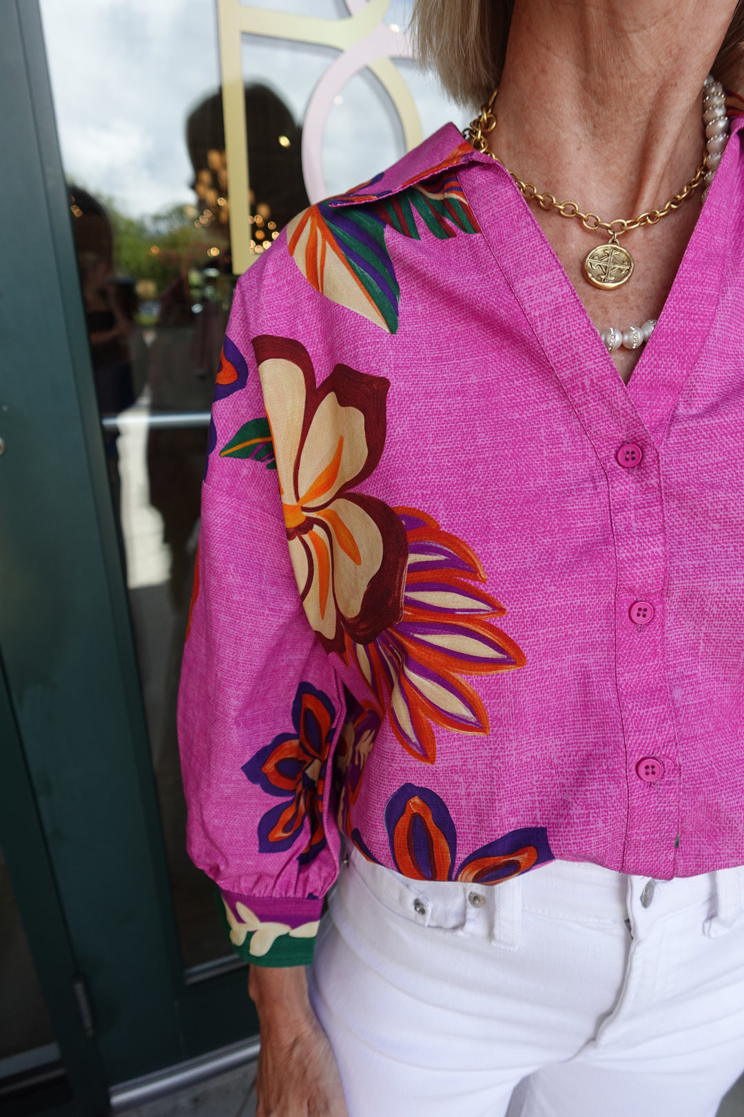 Elsa 3/4 Sleeve Top Mauve Blossoms