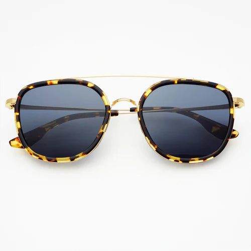 Weston Acetate Round Unisex Sunglasses Yellow Tortoise/Gray