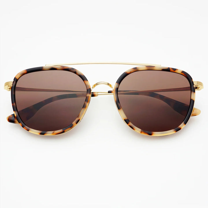 Weston Acetate Round Unisex Sunglasses Milky Tortoise/Brown