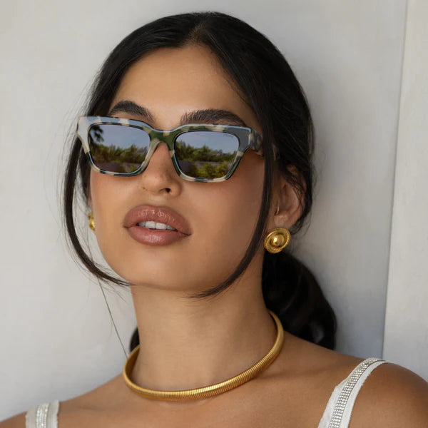 Hayden Acetate Unisex Rectangular Sunglasses Milky Tortoise