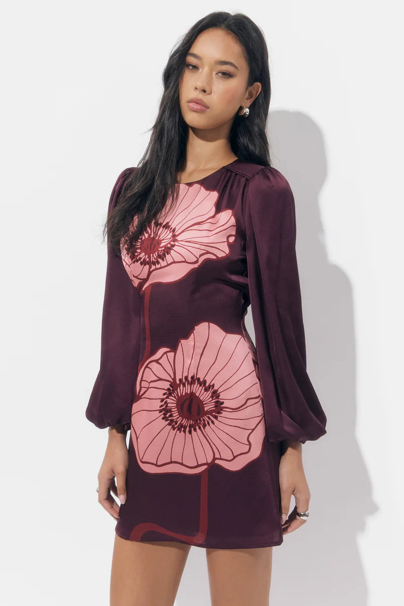 Juno Bubble Sleeve Poppy Mini Dress