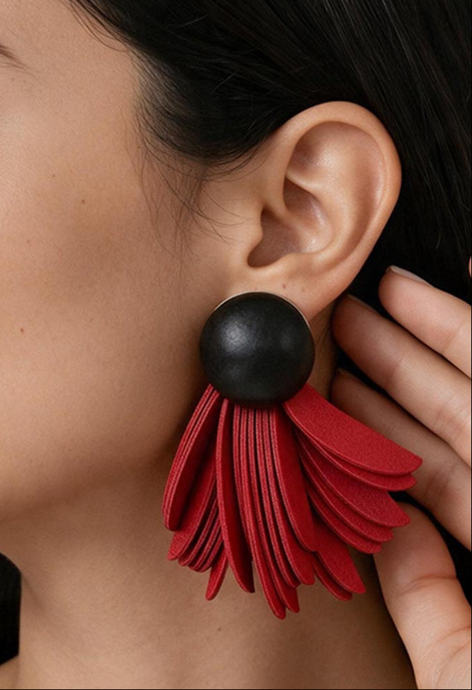 Rae Earrings Black/Burgundy