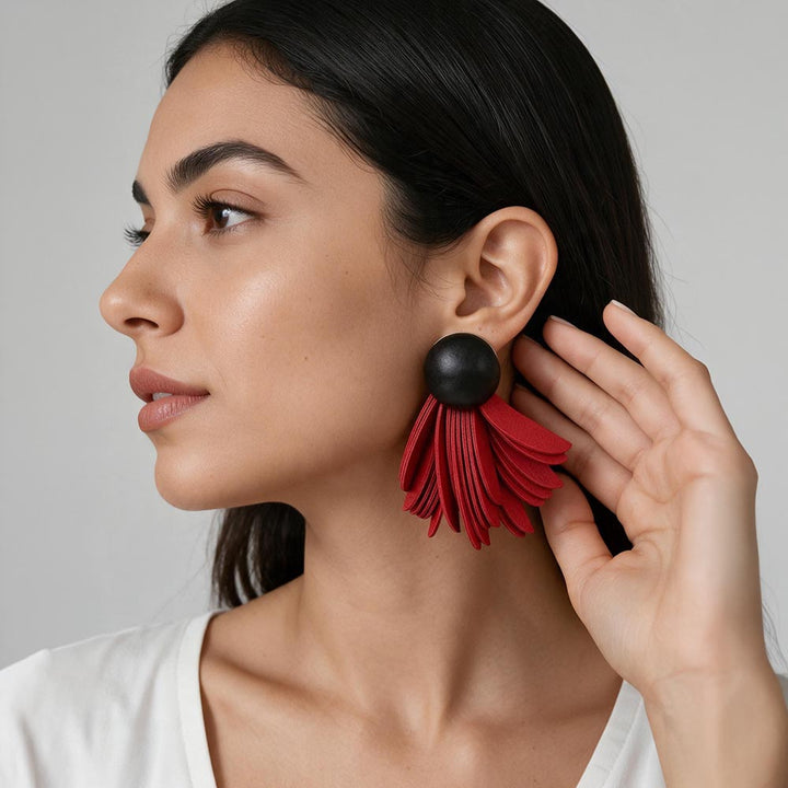 Rae Earrings Black/Burgundy