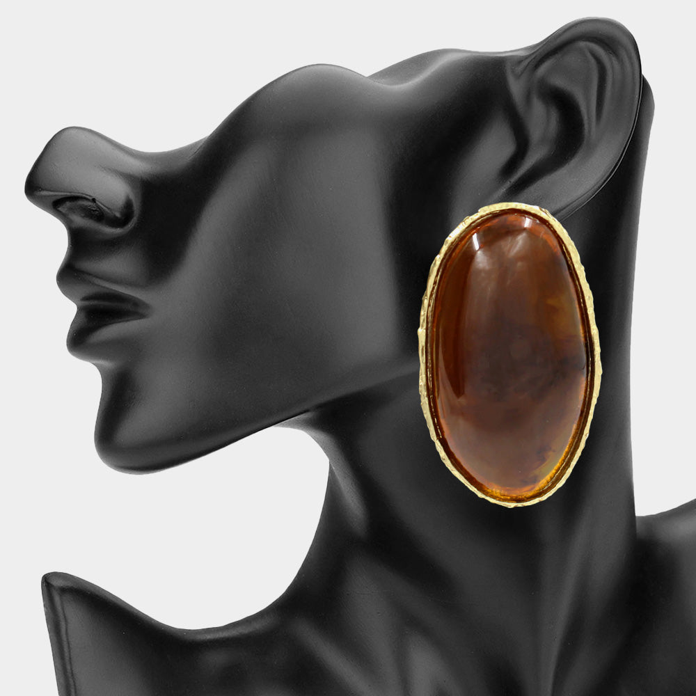 Oval Statement Earrings Gold/Tortoise