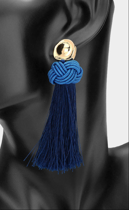 Brynn Knot Earrings Blue