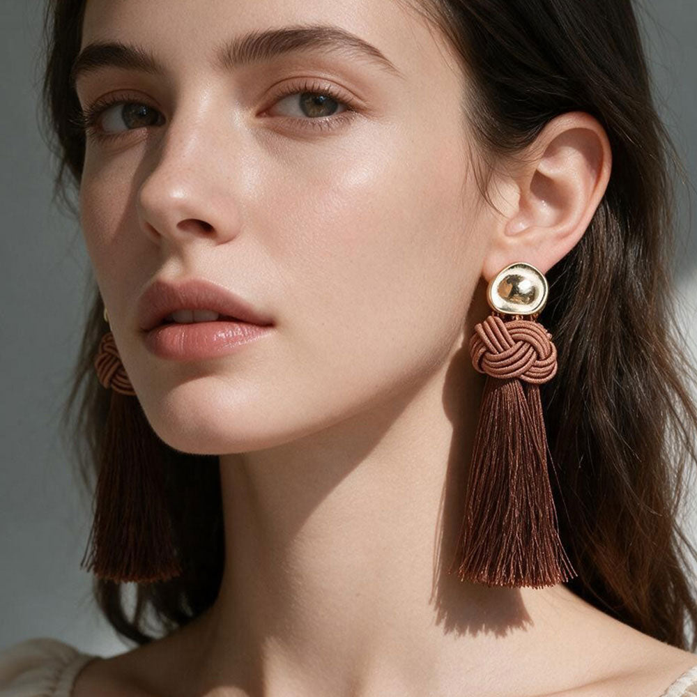Brynn Knot Earrings Brown
