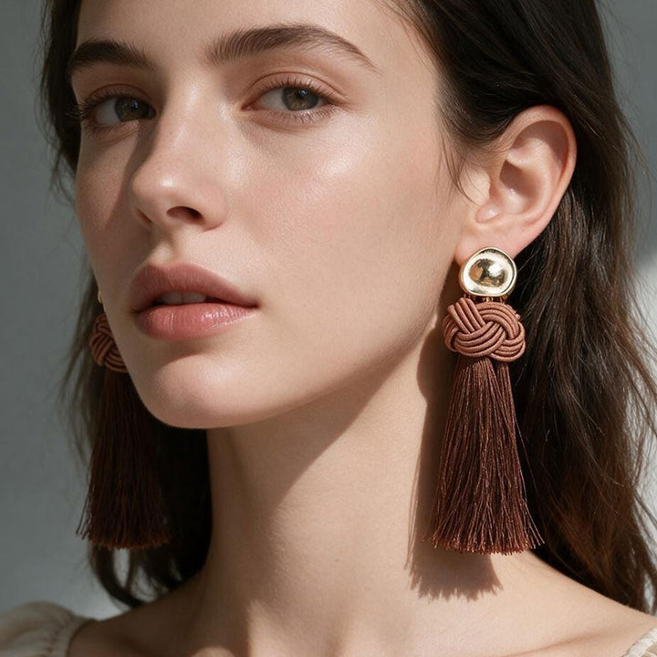 Brynn Knot Earrings Brown