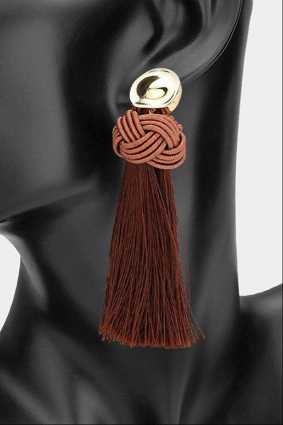 Brynn Knot Earrings Brown