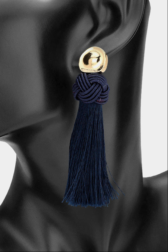 Brynn Knot Earrings Navy