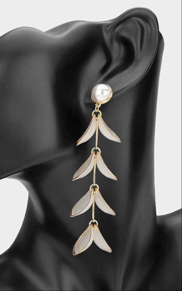 Leila Drop Earrings White